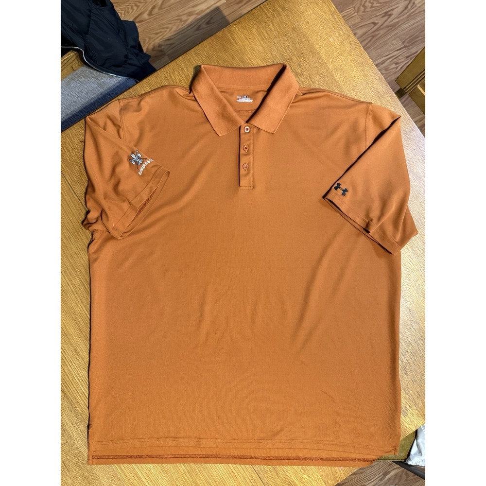 Under Armour HeatGear Polo Shirt XXL Burnt Orange Golf Rainier G&CC Performance